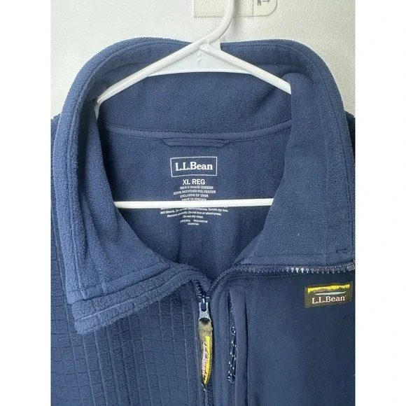 LL Bean Mountain Classic Windproof Fleece Quater Zip Jacket Blue Mens XL - Picture 2 of 6
